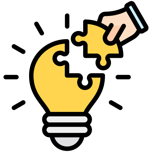 Man placing a puzzle piece into a puzzle-shaped lightbulb